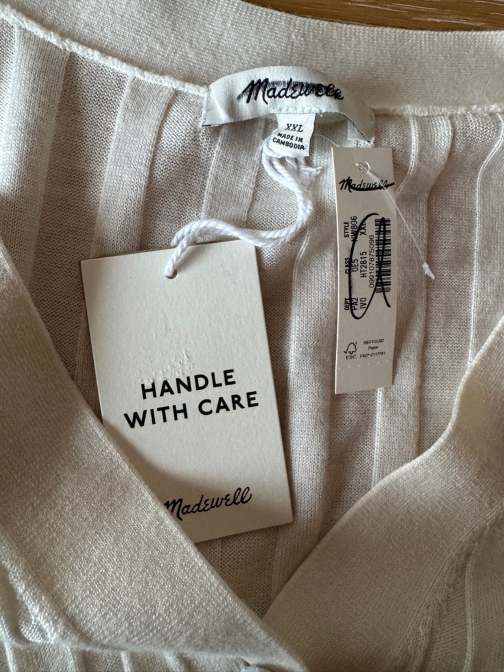 NWT MADEWELL Ribbed V-Neck Cardigan Sweater Merino Wool Silk XXL NW806 - Picture 9 of 14